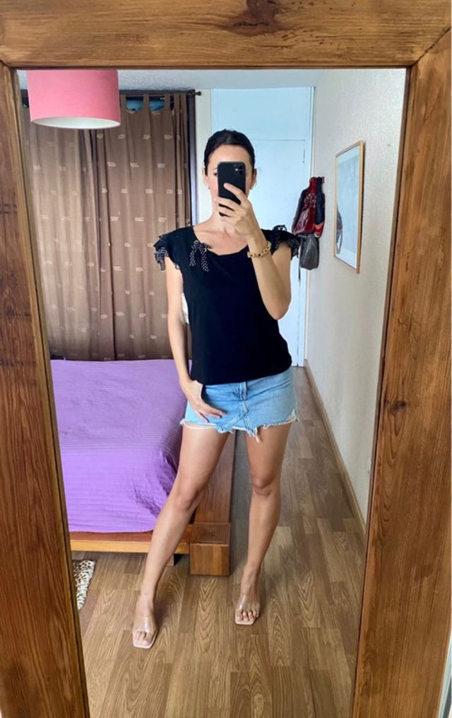 Nuevo top volantes encaje y seda Anna Mora  XL