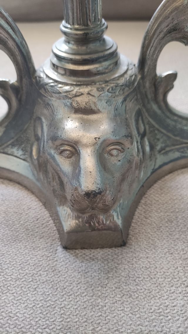 Centro mesa antiguo azul, peana metal 29cm x 20cm