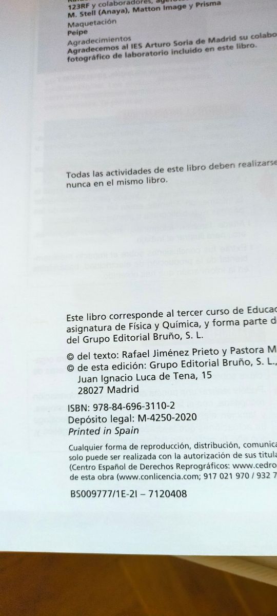 Libros de Física y Química 3° ESO Bruño