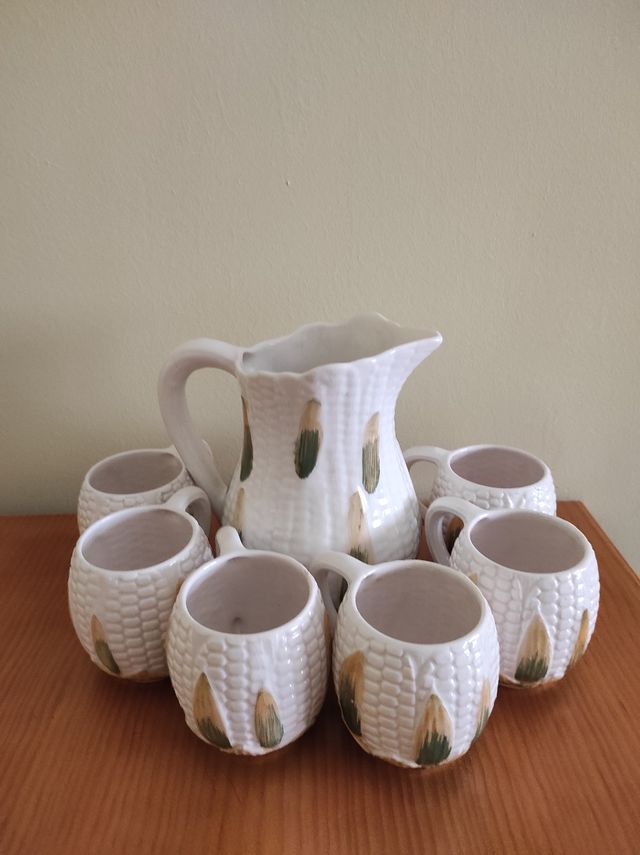 Juego de Jarra y vasos de cerámica