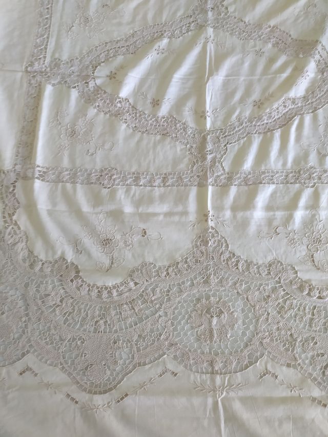 Coperta ricamata panna doble bordada de lil