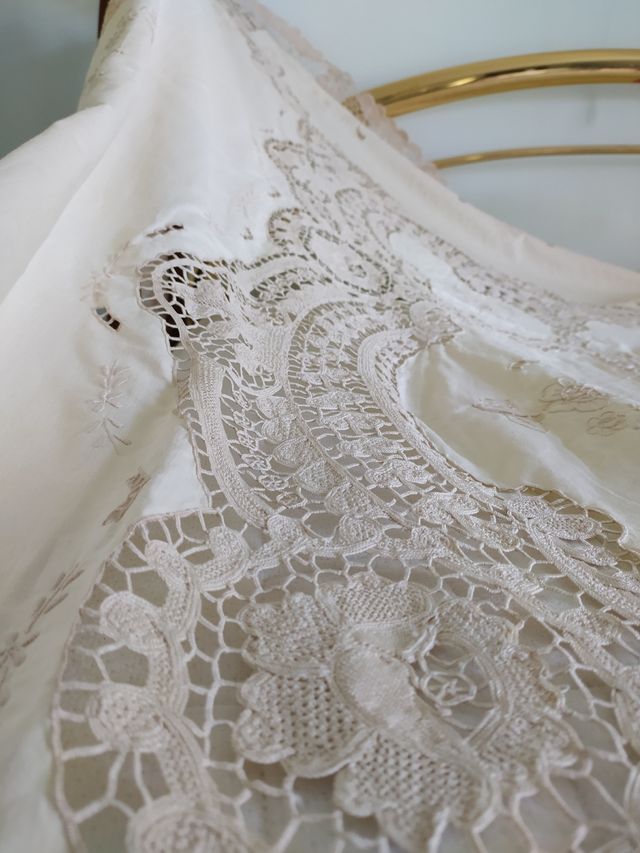 Coperta ricamata panna doble bordada de lil