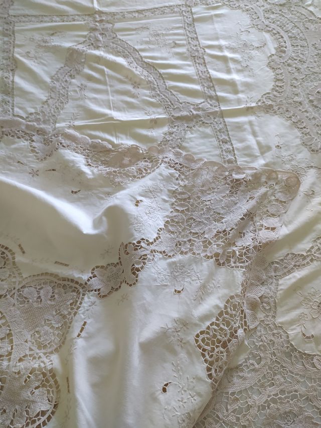 Coperta ricamata panna doble bordada de lil