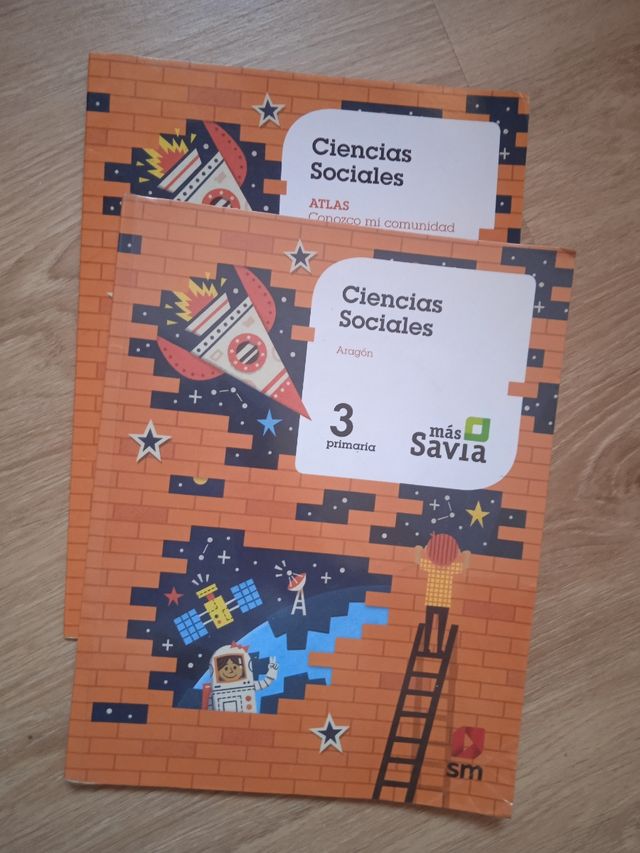 Libro y atlas Sociales 3° Primaria Más Savia SM