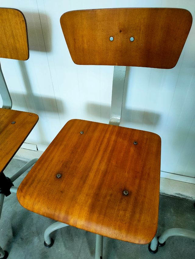 Sedia da scuola industriale vintage Francia