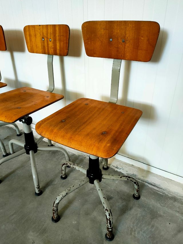 Sedia da scuola industriale vintage Francia
