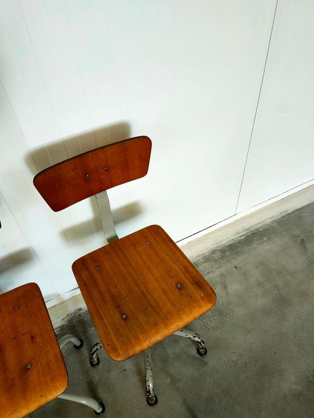 Sedia da scuola industriale vintage Francia