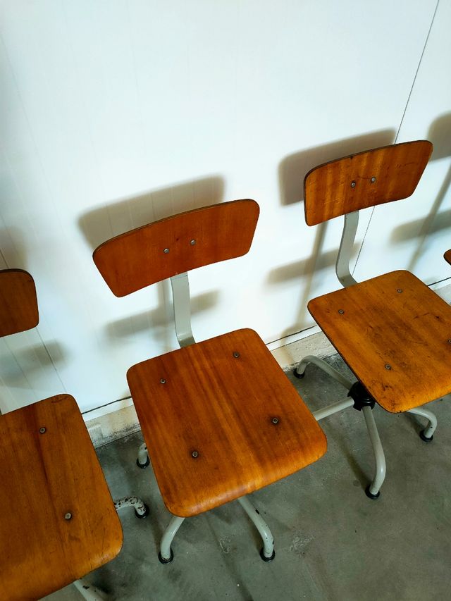 Sedia da scuola industriale vintage Francia