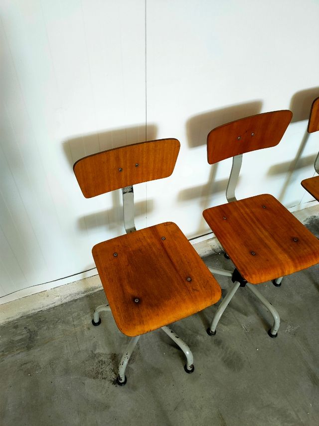 Sedia da scuola industriale vintage Francia