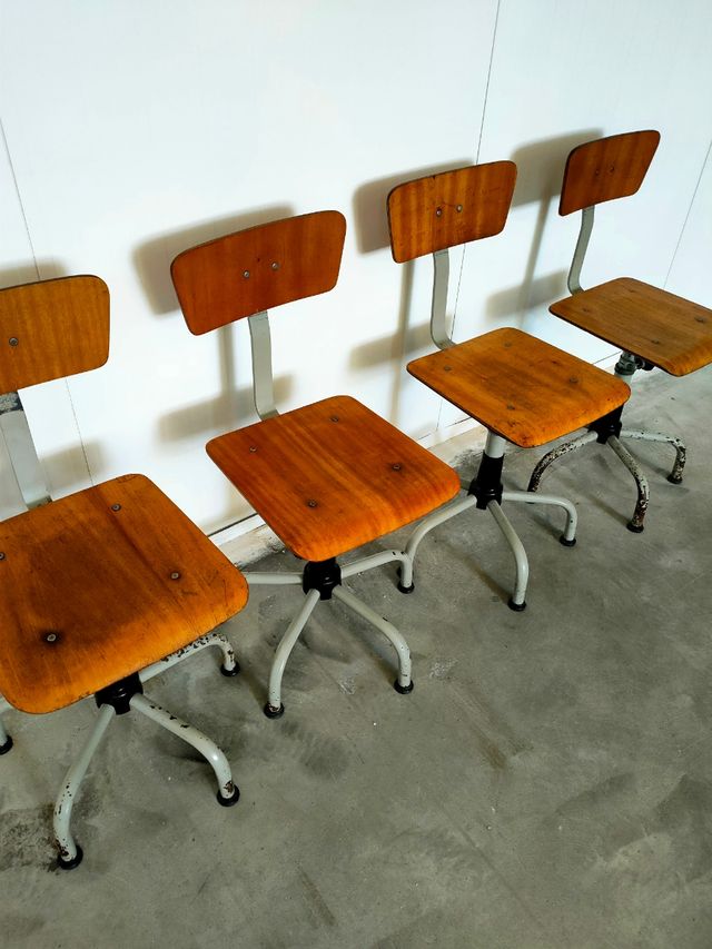 Sedia da scuola industriale vintage Francia