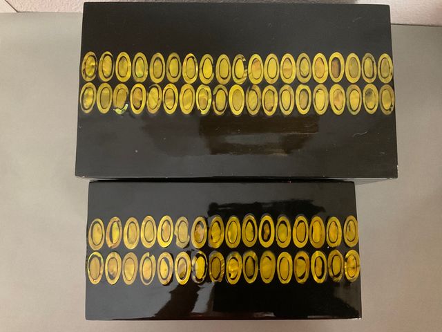 dos cajas decorativas lacado negro madera de Japón