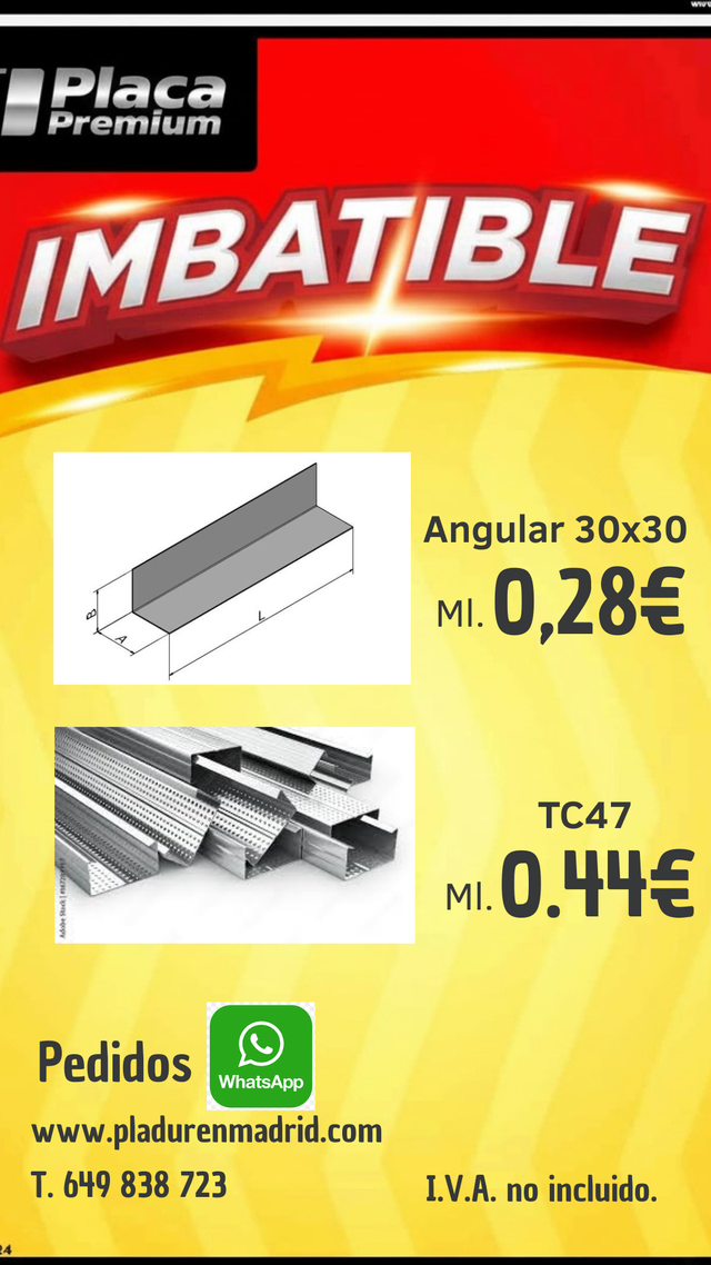 “Perfil galvanizado para pladur en oferta”