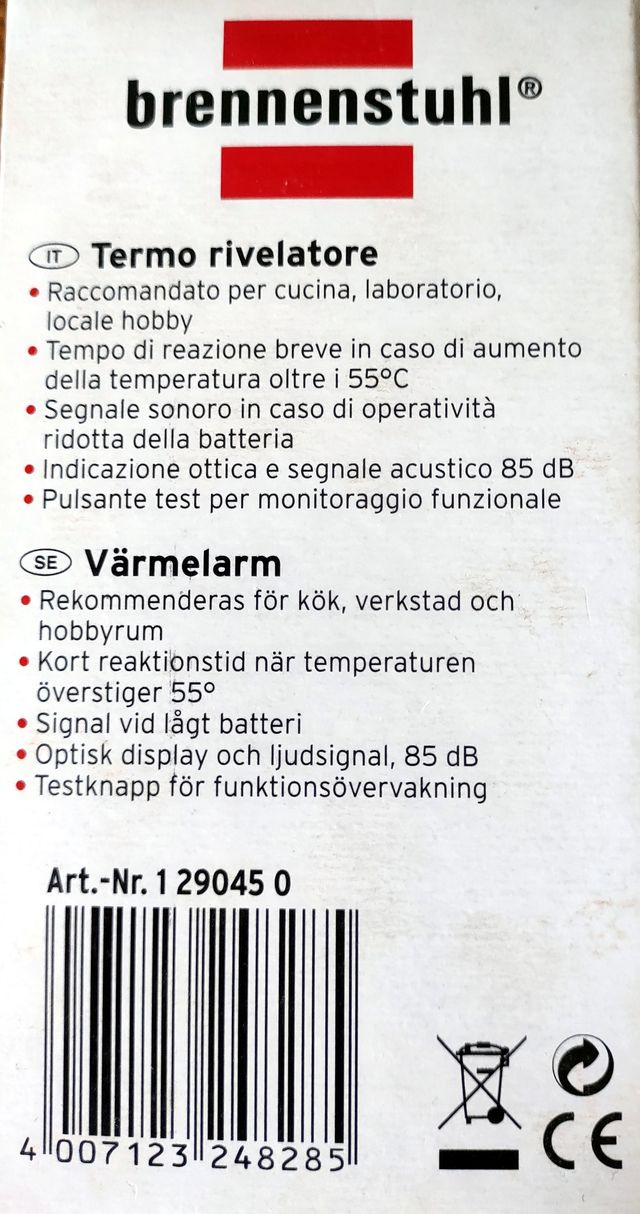 BRENNENSTUHL TERMO RILEVATORE ALLARME BH-1201