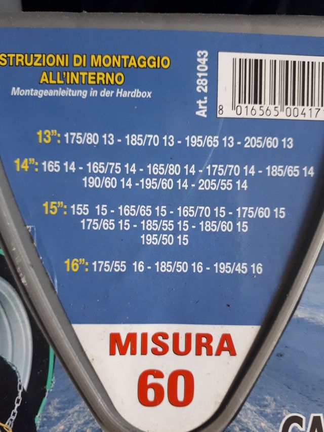 Catene da neve omologate nuove mai usate