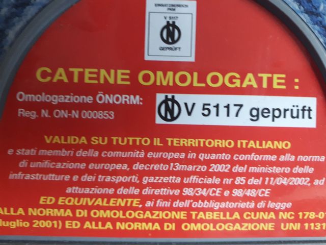 Catene da neve omologate nuove mai usate