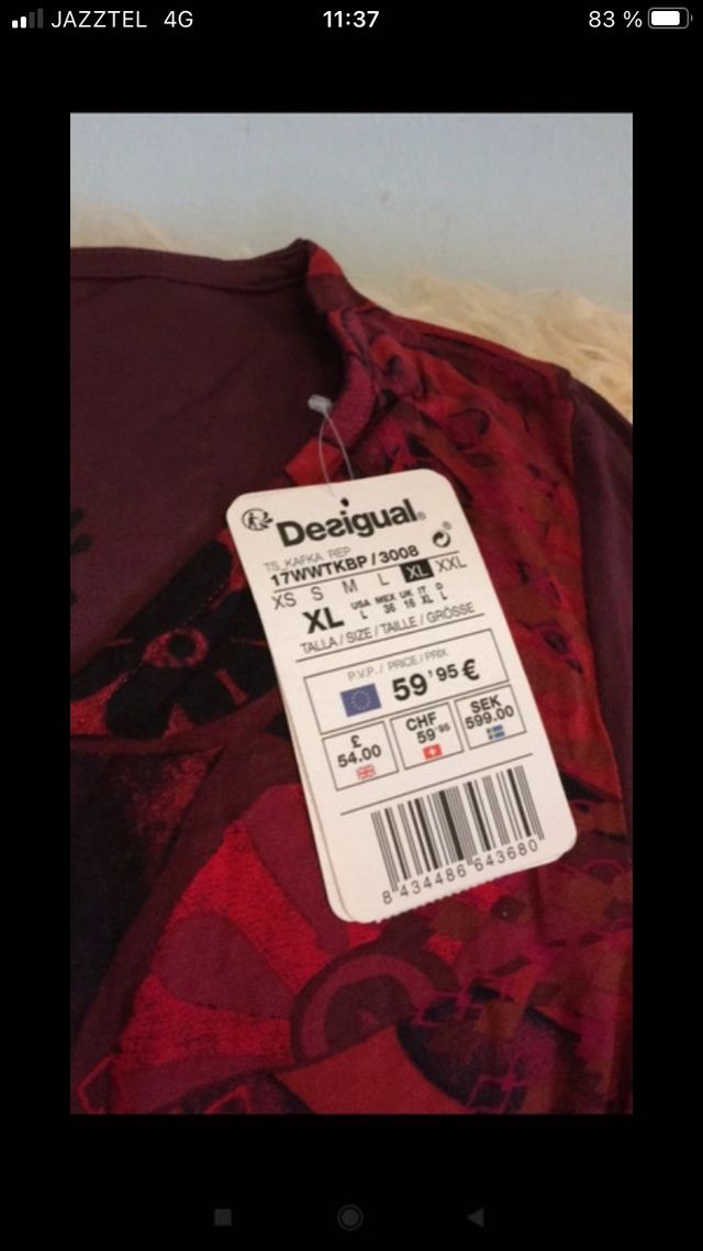 Camiseta desigual mujer,NUEVA 