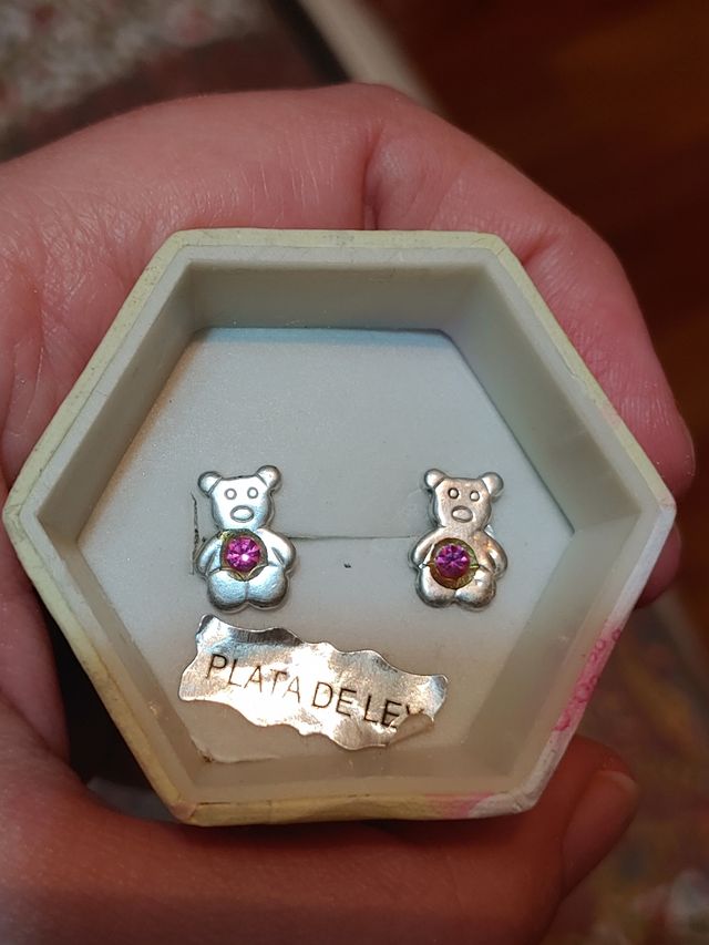 Pendientes de tuerca. Plata. Ositos