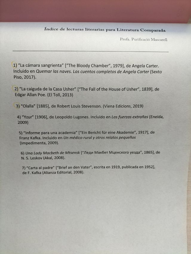 Lecturas literarias Literatura comparada