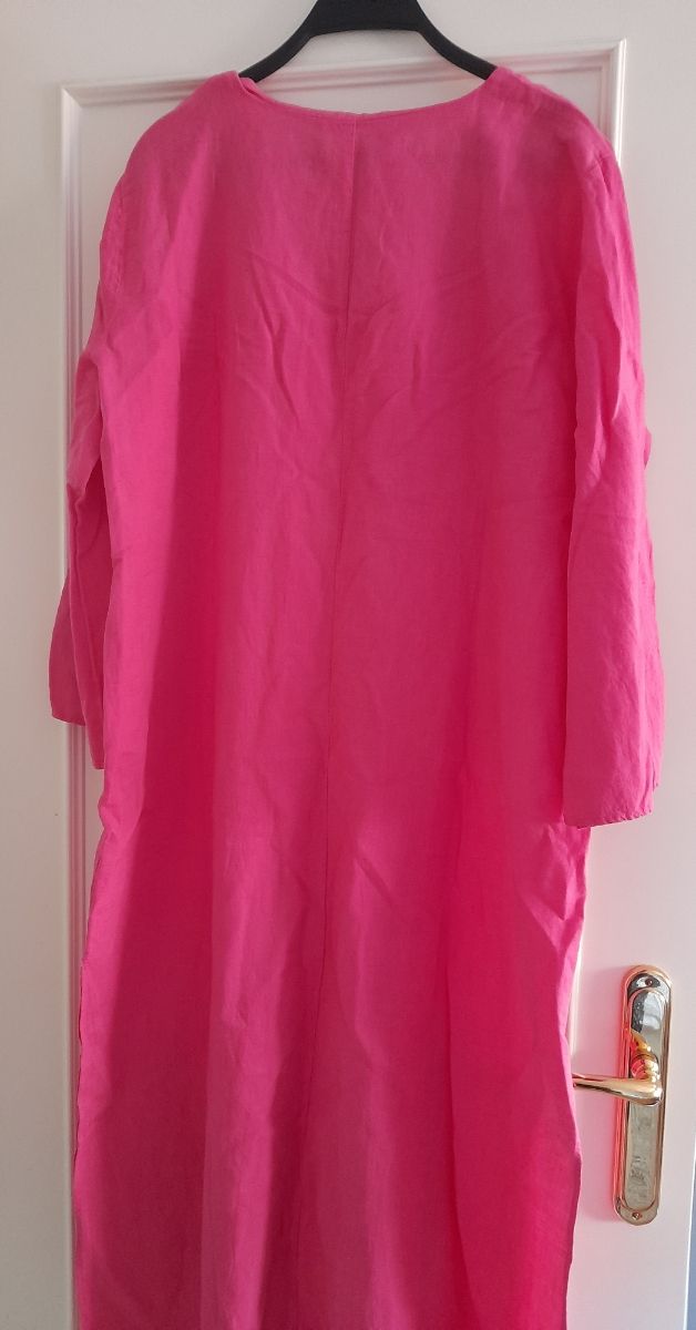 Vestido Zara túnica con lino Fucsia L