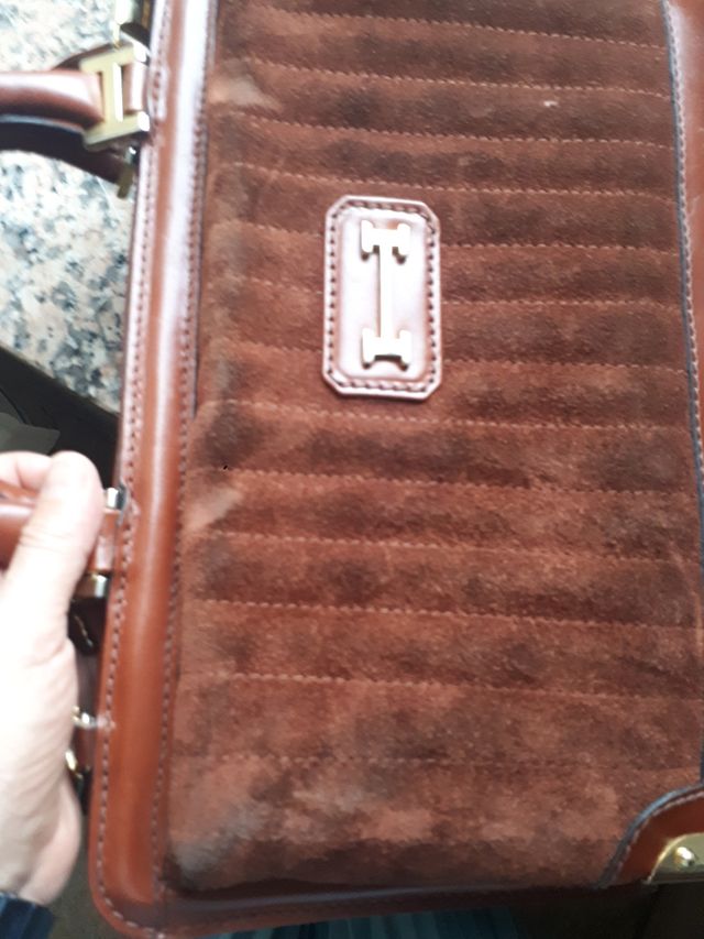 Bolso marron ante y piel bovina