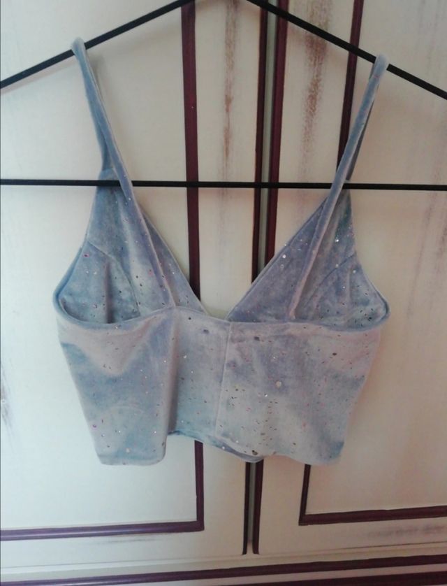 Top azul terciopelo fiesta