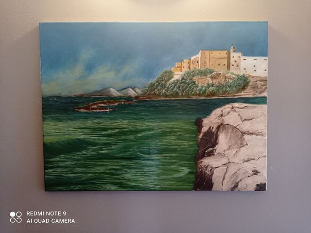 Quadro paesaggio marino dipinto a mano