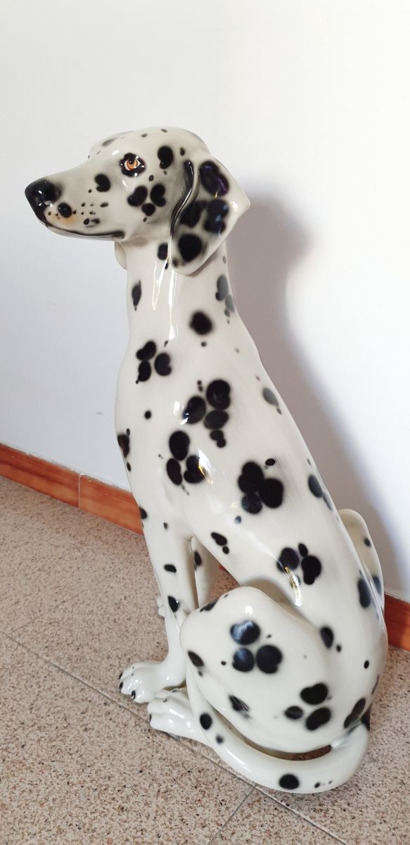 PERRO DALMATA PORCELANA ESMALTADA
