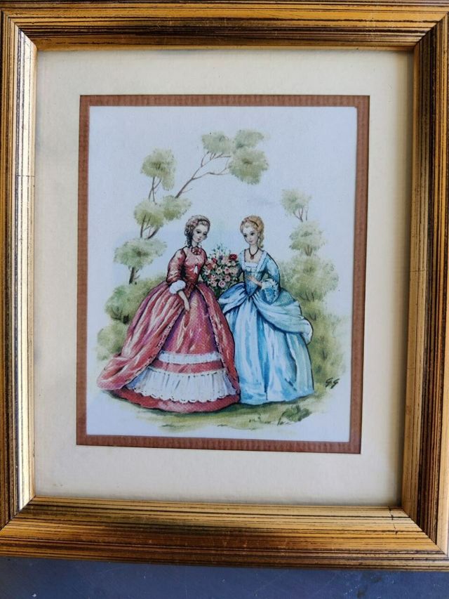 Quadri piccoli stampe di damine, signore dell'800