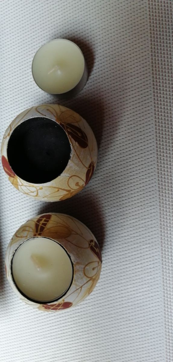 set 2 portacandele tealight con vassoietto