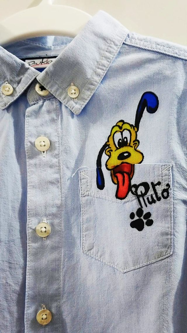 Camicia bambino BluKids con Pluto dipinto a mano