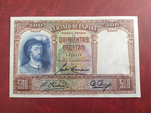 Billete de 500 pesetas de 1931. SIN CIRCULAR.