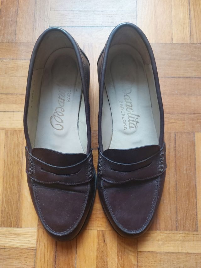 Zapatos mocasines piel marrón N°34