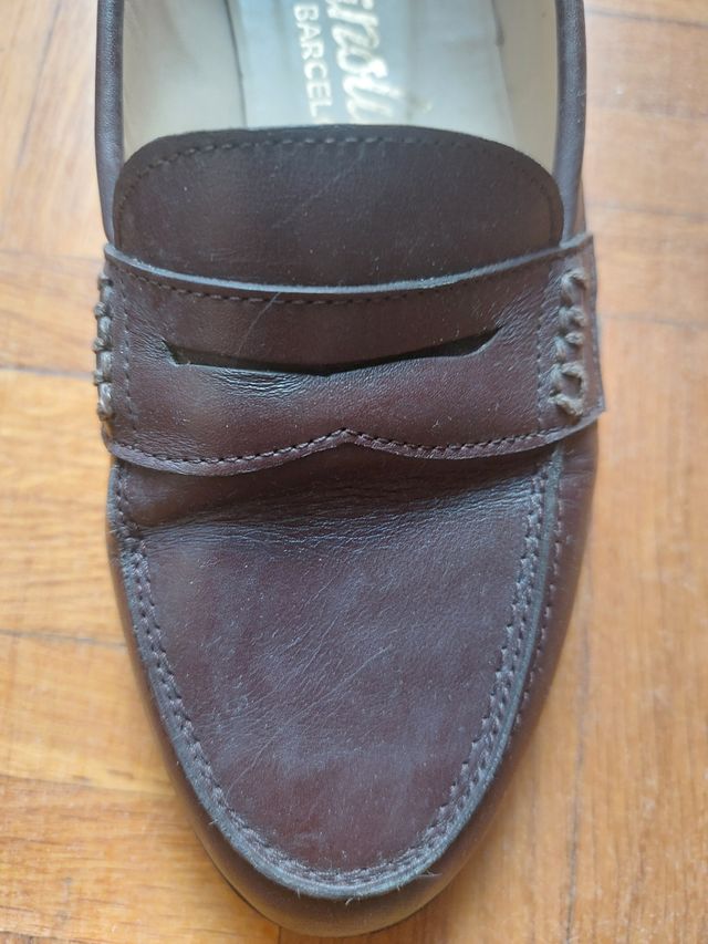 Zapatos mocasines piel marrón N°34