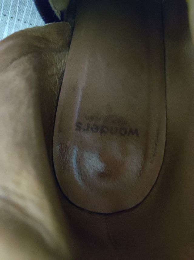 Botines de piel puntera y tacón Wonders. T-40