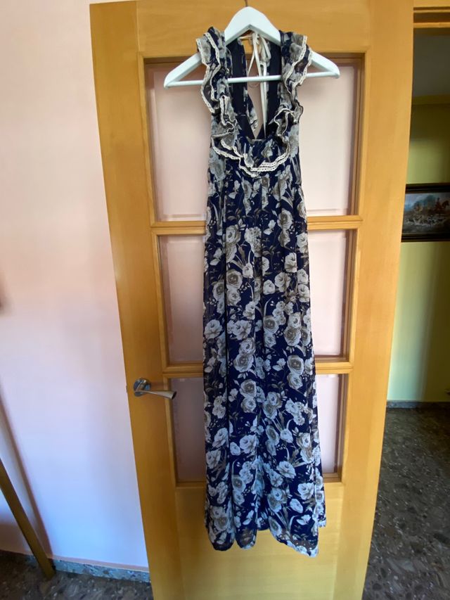 Vestido largo estampado flores