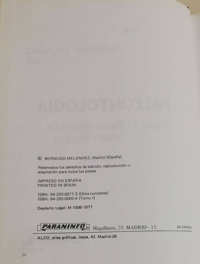 Paleontología, T. I: Parte general e Invertebrados