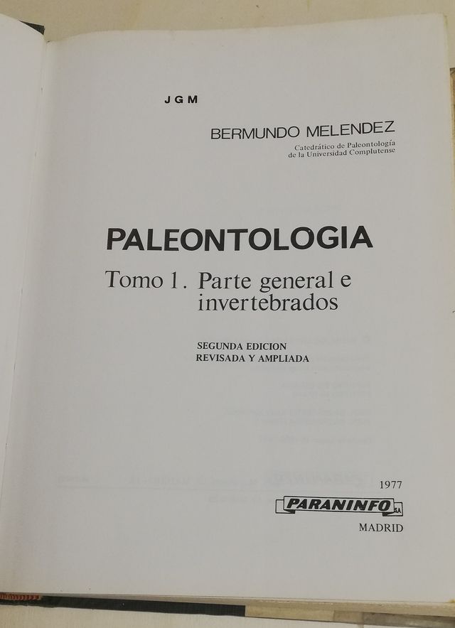 Paleontología, T. I: Parte general e Invertebrados