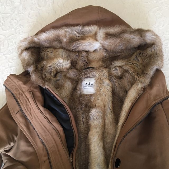 Parka Marrón pelo capucha Talla M