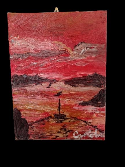 Quadro paesaggio marino dipinto a mano