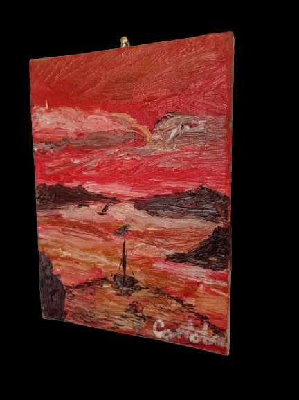 Quadro paesaggio marino dipinto a mano