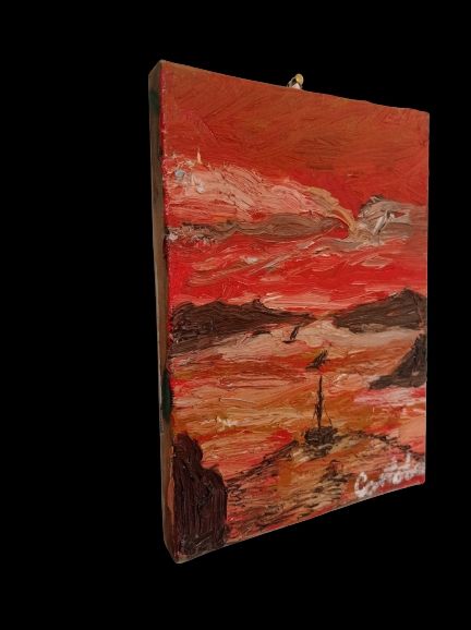 Quadro paesaggio marino dipinto a mano