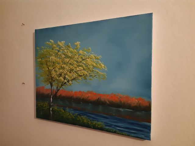 Quadro paesaggio con albero della vita