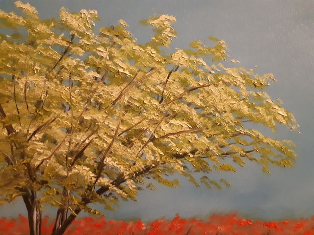 Quadro paesaggio con albero della vita