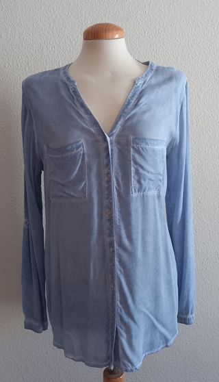 camisa de mangas largas celeste en degrade.talla L