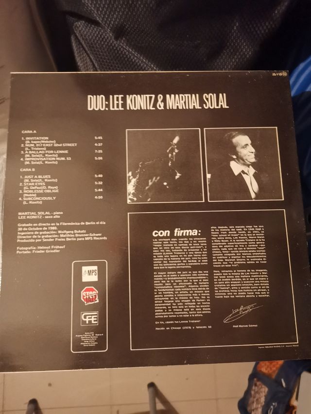 LP Lee Konitz y Martial Solal Duo vinilo