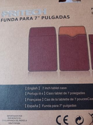 Funda 7 pulgadas para tablet ebook 22x15 cms