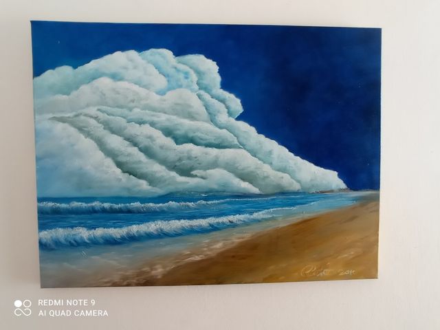 Quadro spiaggia di sabbia dipinto a mano