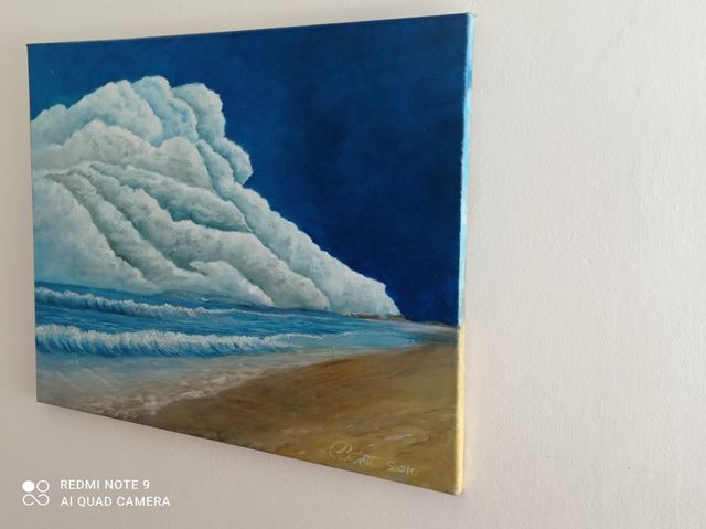 Quadro spiaggia di sabbia dipinto a mano