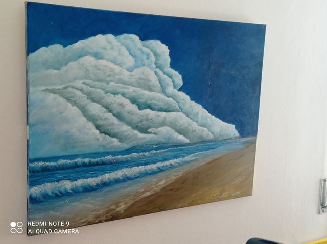 Quadro spiaggia di sabbia dipinto a mano