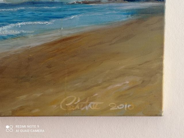 Quadro spiaggia di sabbia dipinto a mano